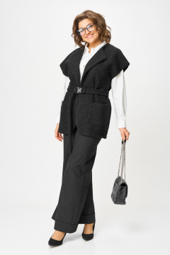 Костюм 2-ка из трикотажа с жилетом и широкими брюками Michel chic 1409 черный - фото 3