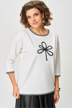 Джемпер Rumoda 2261_дл. молочный_черный - фото 3