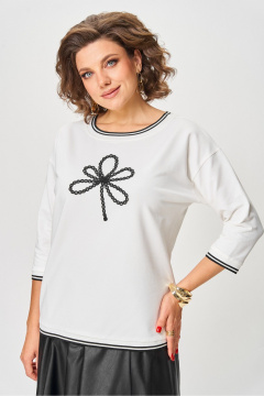 Джемпер Rumoda 2261_дл. молочный_черный - фото 1