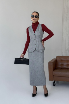 Жилет, юбка DAVA 2238 серый - фото 1