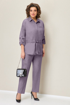 Блуза, брюки, жакет VOLNA 1398 серо-сиреневый - фото 2