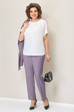 Блуза, брюки, жакет VOLNA 1398 серо-сиреневый - фото 3