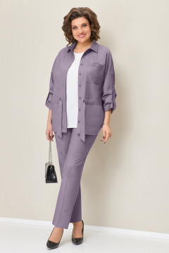 Блуза, брюки, жакет VOLNA 1398 серо-сиреневый - фото 1