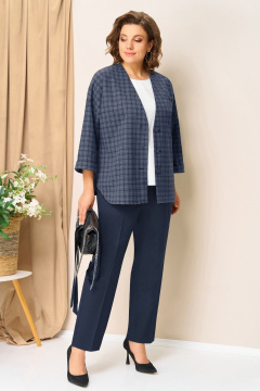 Блуза, брюки, жакет VOLNA 1437 сине-джинсовый - фото 4