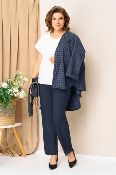 Блуза, брюки, жакет VOLNA 1437 сине-джинсовый - фото 3