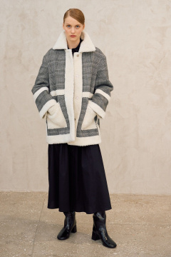 Полупальто Lokka 1725 серый/белый/клетка - фото 1