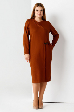 Платье На каждый день коричневое из вискозы и трикотажа Панда 22180z терракотовый - фото 1
