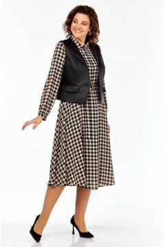 Жилет, платье Милора-стиль 1380 гусь-лапка+черный - фото 2