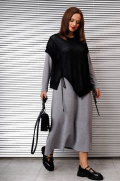 Жилет, платье INVITE 6118 серый/черный - фото 4