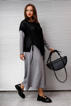 Жилет, платье INVITE 6118 серый/черный - фото 3