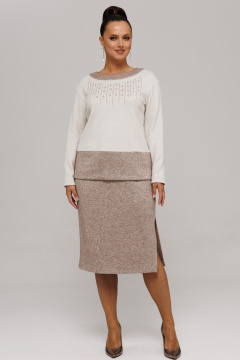 Джемпер, юбка Galean Style 994 бежевый_коричневый - фото 4