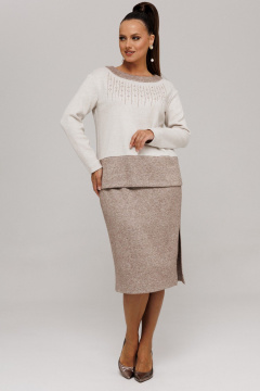 Джемпер, юбка Galean Style 994 бежевый_коричневый - фото 3