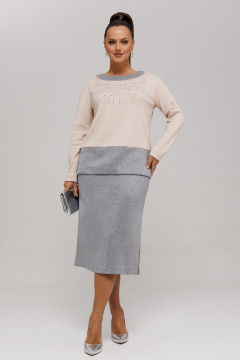 Джемпер, юбка Galean Style 994 бежевый_серый - фото 1