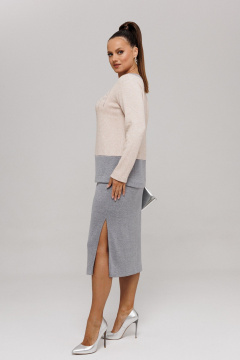 Джемпер, юбка Galean Style 994 бежевый_серый - фото 3