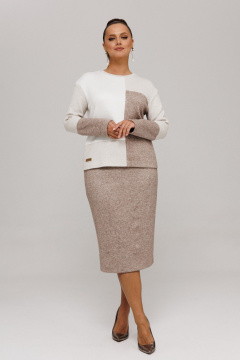 Джемпер, юбка Galean Style 997 коричневый_ бежевый - фото 2