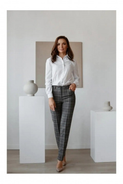 Белая хлопковая рубашка-оверсайз с классическим кроем и спущенной линией плеч MONA STYLE 24063 белый - фото 4