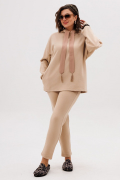 Костюм спортивный брюки худи больших размеров Anelli 1720 взбитая_карамель - фото 1