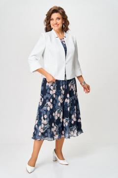 Жакет, платье Slaviaelit 531 синий+молочный - фото 1