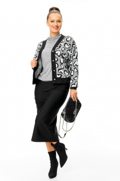 Кардиган, юбка T&N 7698 сердце_черный - фото 2