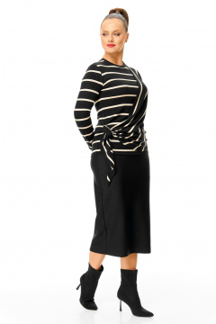 Джемпер, юбка T&N 7700 полоска_черный - фото 3
