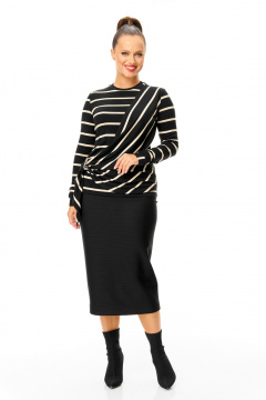 Джемпер, юбка T&N 7700 полоска_черный - фото 1