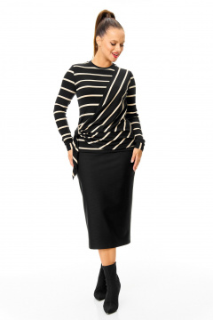 Джемпер, юбка T&N 7700 полоска_черный - фото 2