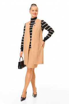 Водолазка, жилет, юбка T&N 7703 бежевый-черный - фото 1