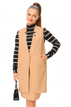 Водолазка, жилет, юбка T&N 7703 бежевый-черный - фото 5