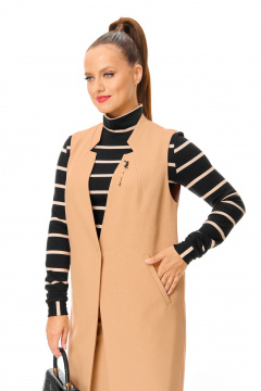 Водолазка, жилет, юбка T&N 7703 бежевый-черный - фото 4