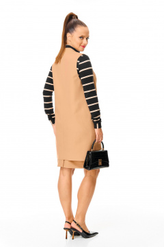 Водолазка, жилет, юбка T&N 7703 бежевый-черный - фото 3