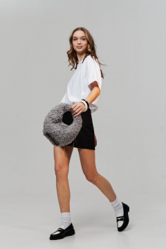 Сумка из искусственного меха с удобным размером Polisto Fabi серый - фото 4