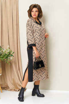 Платье VOLNA 1442 черно-бежевый - фото 2