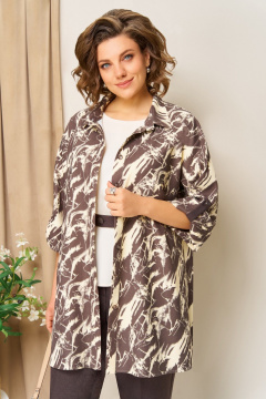 Блуза, брюки, топ VOLNA 1446 шоколадно-бежевый - фото 4