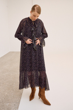 Платье Lokka 1681Т черный/принт_цветы - фото 2