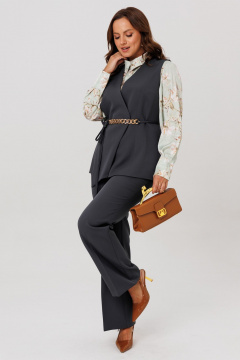 Блуза, брюки, жилет Mubliz 286 графит_олива_цветы - фото 2