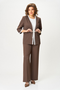 Блуза, брюки, жакет Vilena 1113 шоколад - фото 2