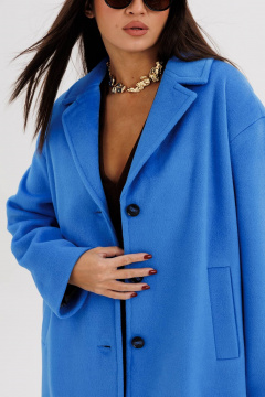 Голубое пальто рубашечного кроя с классическим воротником Fantazia Mod 4950 - фото 5