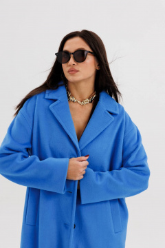 Голубое пальто рубашечного кроя с классическим воротником Fantazia Mod 4950 - фото 4