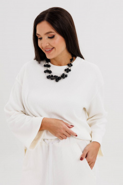 Белый спортивный костюм из эффектного трикотажа вельвета Fantazia Mod 5048 - фото 5