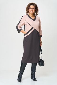 Платье Aira Style 24428 пудра-шоколад - фото 1