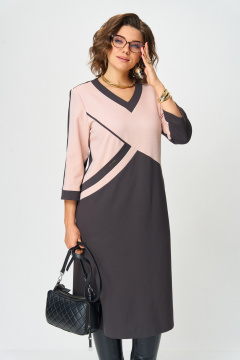 Платье Aira Style 24428 пудра-шоколад - фото 3