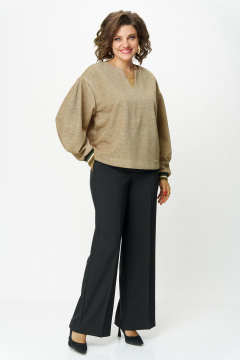 Блуза, брюки БелЭльСтиль 876-3_25_22+601-2_88_22 бежевый_черный - фото 2
