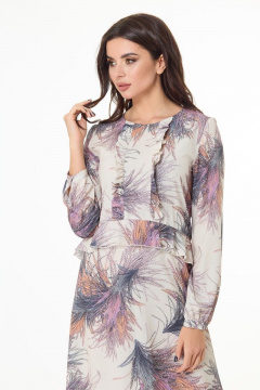 Платье полуприлегающего силуэта миди с рельефами и рюшами Anelli 1008 бежевый_фон - фото 5