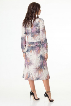 Платье полуприлегающего силуэта миди с рельефами и рюшами Anelli 1008 бежевый_фон - фото 3