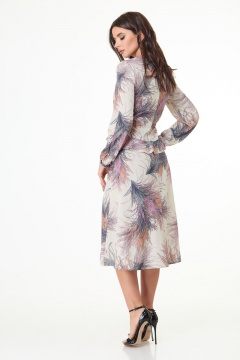 Платье полуприлегающего силуэта миди с рельефами и рюшами Anelli 1008 бежевый_фон - фото 2