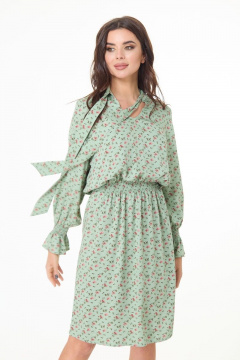 Вискозное платье с банданой и бумажным поясом в стиле casual Anelli 1035 зелень - фото 3