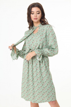 Вискозное платье с банданой и бумажным поясом в стиле casual Anelli 1035 зелень - фото 4