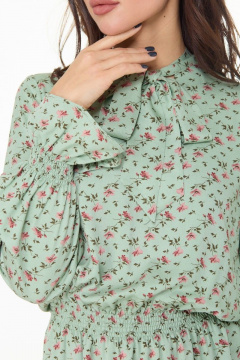 Вискозное платье с банданой и бумажным поясом в стиле casual Anelli 1035 зелень - фото 5