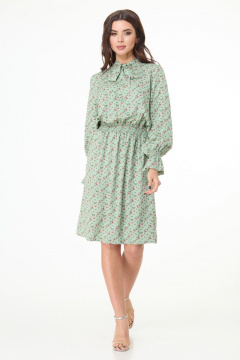 Вискозное платье с банданой и бумажным поясом в стиле casual Anelli 1035 зелень - фото 1
