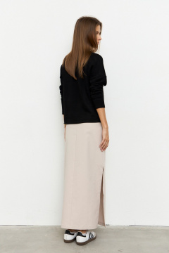 Юбка прямого силуэта из джинса с разрезами и карманами Luitui R2030 белый_песок - фото 2